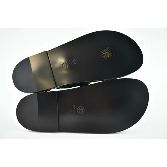 Chanel 21C Black Fabric Silver Logo Mule Slide Strap Flat Teva Dad Sandal 39 - Picture 12 of 12